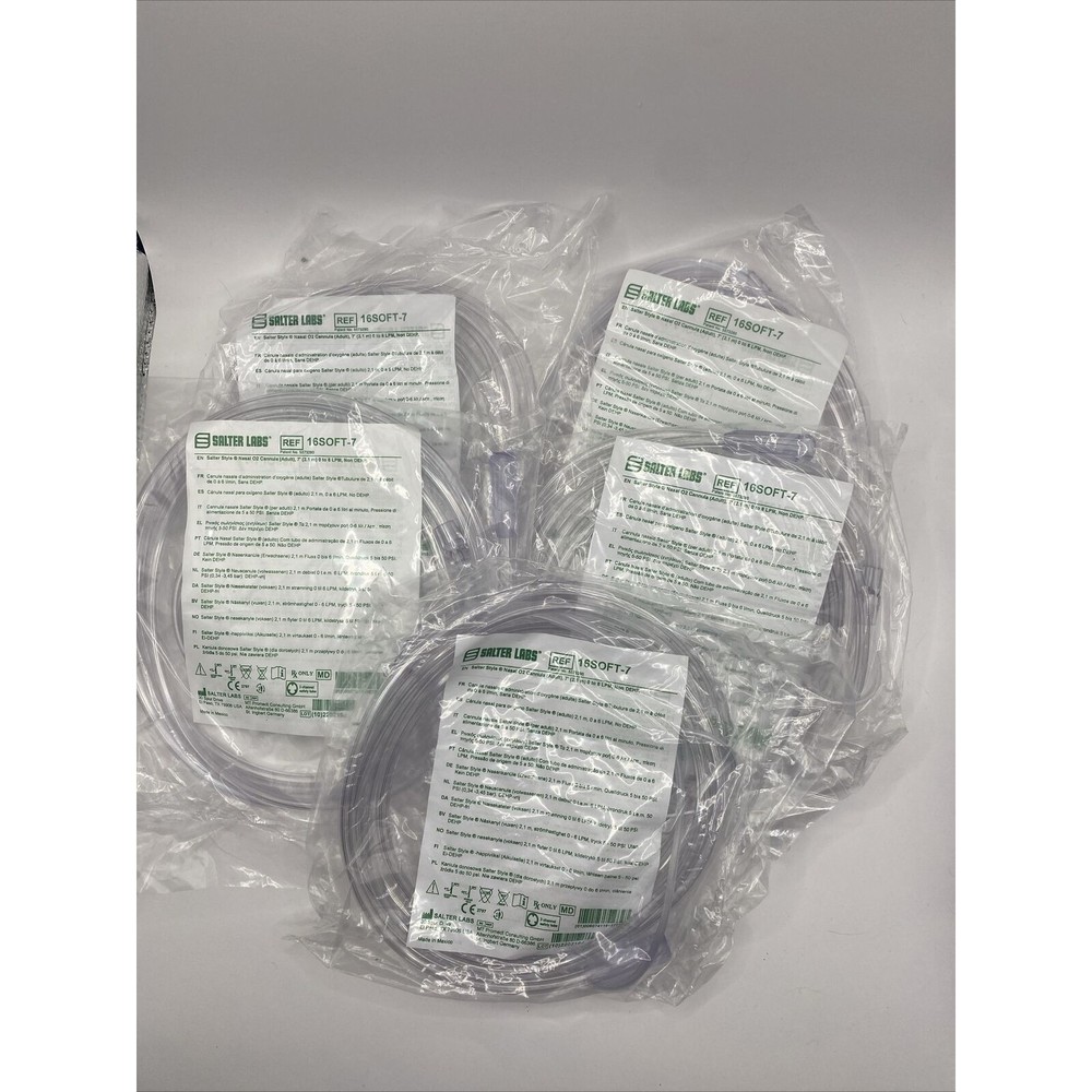 Salter Labs 16Soft-7 Nasal O2 Canula Adult  7 Feet Lot of 5 FAST SHIPPING